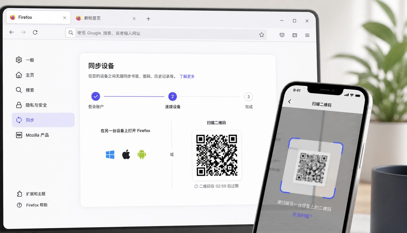 Firefox 多设备工作流与云同步界面